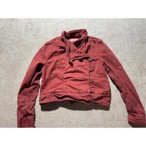 Marrakech Antropologie Jacket Womens Small Rust‎ Orange Red Solid Side Button Up